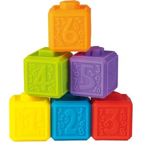 Baby Blocks for Toddlers 1-3 Stacking & Building Sensory Montessori Toys for Babies Gifts 1-3, 6pcs Soft & Educational Blocks- Numbers, Shapes, Colors, Animals(No Holes)- 6+ Months