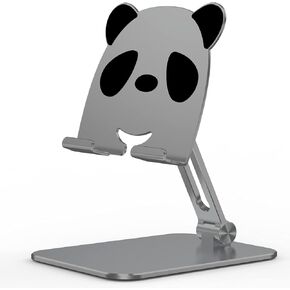Otinlai iPad Stand iPad Holder Adjustable Height and Angle Tablet Stand Folding Tablet Holder Cell Phone Stand Aluminum, Suitable for Tablets and Cell Phones (Silver Panda Style) in Saudi Arabia