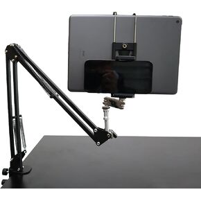 Double Side Clamp Stand for iPad & iPhone, Tablet & Phone Stand, Universal Joint, Steel Mount, Adjustable Angle, Suitable for Bed & Desk