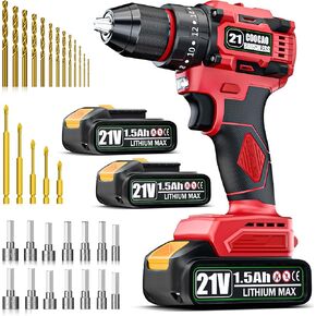 21V Cordless Drill, Brushless Power Drill Set with 2 Batteries and Charger,3/8-Inch Chuck Electric Drill Driver,20+3 Torque Setting,32 pcs Drill/Driver Bits and Tool set