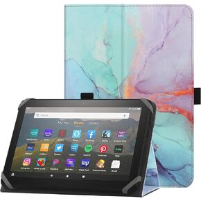 Universal Case for 7-8 inch Tablet Fire HD 8 2020/2022 & Fire HD 8 Plus 2020/2022 with Stand Folio and Hand Strap Protective Cover for 7"-8" Samsung Lenovo Android Tablet - Black