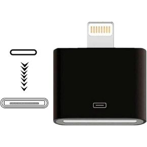 Sharlllen [معتمد من MFi] محول iPhone Lightning إلى 30-Pin، موصل محول شحن ومزامنة ذكر 8-Pin إلى 30-Pin أنثى متوافق مع iPhone 12 11 X 8 7 6P 5S 4S 4 3 3G/iPad/iPod أسود (بدون صوت) in Kuwait