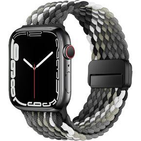 HITZEE Compatible with Apple Watch Band 49mm 45mm 44mm 42mm 41mm 40mm 38mm, Elastic Braided Bands with Magnetic Clasp Designed for Apple Watch Ultra 2 Series 9 8 7 SE 6 5 4 (41/40/38mm, Olive Green)