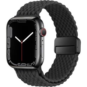 HITZEE متوافق مع سوار ساعة Apple 49 مم 45 مم 44 مم 42 مم 41 مم 40 مم 38 مم، أشرطة مرنة مضفرة مع مشبك مغناطيسي مصممة لساعة Apple Watch Ultra 2 Series 9 8 7 SE 6 5 4 (41/40/38 مم، أخضر زيتوني)