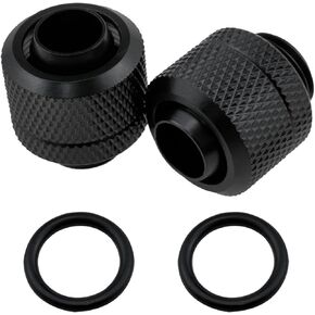 G1/4" to 3/8"ID 5/8 OD Quick Tightening Compression Fitting Compression Tube Fitting Hose Connection PC Water Cooling Systems Hose Connector Black -2PCS