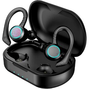 True Wireless Earbuds Bluetooth 5.3 Earphone, Touch Control with Charging Case, IPX7 Waterproof Stereo Headphone,Long Battery Life Headset Premium Deep Bass (Black)
