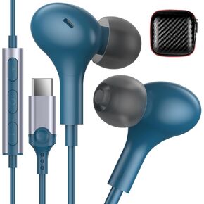 USB C Earbuds for Google Pixel 8 7 Pro 8A 7A 6A 6 Apple iPhone 15 iPad 10, Wired Type C Headphone Earphone with Microphone Small Ear Buds for Samsung Galaxy S24 S23 Ultra S22 Plus S21 OnePlus Android