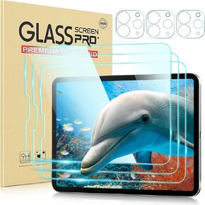 واقي شاشة VIKESI لجهاز iPad Pro 12.9 الجيل السادس / الخامس / الرابع / الثالث (إصدار 2022/2021/2020/2018)، طبقة من الزجاج المقوى مع واقي حماية للكاميرا لجهاز iPad Pro 12.9 بوصة - عبوتان