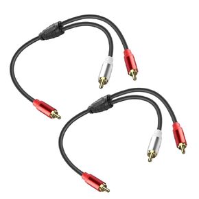 RCA Y Splitter Cable RCA to 2 RCA Stereo Audio Subwoofer Cable Male to Male Splitter Audio Cord for Amplifier Speaker Sound TV Audio connection cable 24K Gold Plated