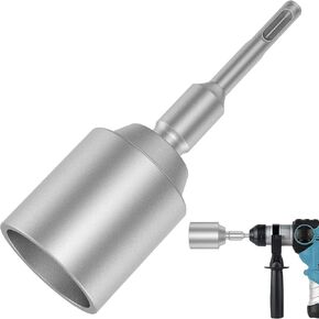 Ground Rod Driver 30/45/65mm Heavy Duty SDS-Plus T Post Ground Rod Driver Tool Forged Steel Drill Bit Driver Durable Hammer Drill Rod Converter for Hammer Drill(Luminous,Silver gray)