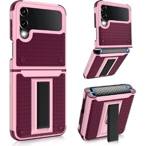 for Samsung Galaxy Z Flip 3 5G Case, for Z Flip 4 Case, Double Layer Military-Grade Shockproof Protective with Stable Kickstand, Hinge Protector Phone Case for Galaxy Z Flip 3 5G, Red