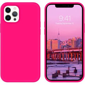 BENTOBEN iPhone 12 Pro Max Case, Slim Fit Liquid Silicone Soft Gel Rubber Bumper Anti-Scratch Shockproof Women Men Girl Boy Protective Case with Microfiber Lining for iPhone 12 Pro Max, Hot Pink