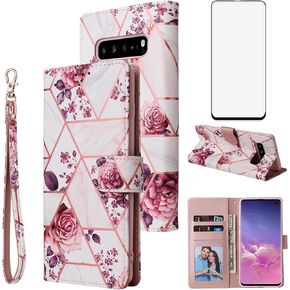 Asuwish Compatible with Samsung Galaxy Note 9 Wallet Case Tempered Glass Screen Protector Leather Flip Cover Card Holder Stand Cell Phone Cases for Galaxies Gaxaly Glaxay Note9 Not Women Men Purple