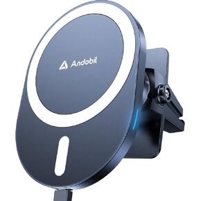 andobil for MagSafe Car Charger Mount, 2024 Qi-Certified 15W Cooling Charging Magnetic Wireless Car Charger Mount Compatible with MagSafe Car Charger Vent Phone Holder for iPhone 15 Pro Max/14/13/12