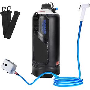 Camping Shower,12L Portable Camp Shower Bag with Upgraded Screw Lid, Auto Pressure Pump, Solar Shower, Camping Shower Head for Beach Camping, Hiking, Traveling, Washing