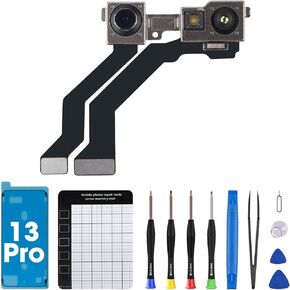 for iPhone 13 Pro Front Facing Camera Replacement OEM Front Camera 12MP Facing Lens Module Repair Transmitter Light Receiver Connector Fix Tools Kit A2636 A2638 A2639 A2640 A2483