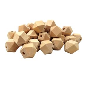 Organic Wooden Geometric Hexagon Beads Accessory 20mm Ecofriendly Wood Faceted Beads DIY Craft Jewelry (20mm-20pcs)