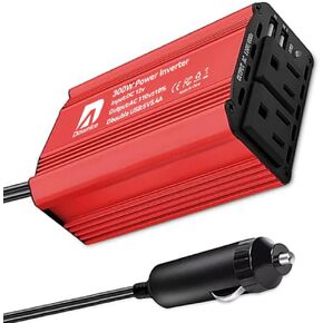 300W Car Power Inverter DC 12V to AC 110V for Cigarette Lighter with 5.4A Dual USB and Dual Plug Outlet Car Adapter for Road Trip and Camping