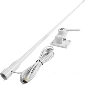 VHF Marine Antenna,43.3inch Fiberglass Antenna with 22.9ft RG-58 Cable/Ratchet Mount,for Uniden Standard Horizon Cobra Marine Radio