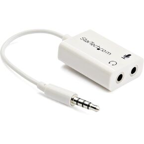 StarTech.com 4 Position Microphone and Headphone Splitter – 3.5 mm – 4 Pin / 4 Pole – Mic and Audio Combo Splitter Cable (MUYHSMFFADW), White