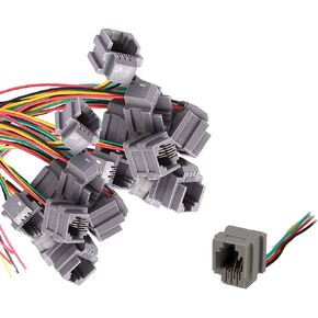 RJ9 Female Connector 4P4C with Wires 4.33" PCB Socket Mount Telephone Connectors Adapters Grey 20pcs