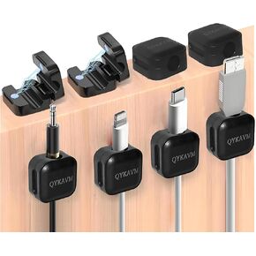 8 Pack Cable Management Cord Organizer,Flip-top Magnetic Cable Clips Adhesive Wire Holder Keeper,Hide Organize Phone USB Charger Cable for Under Desk,Nightstand,Kitchen,Office,Car,White