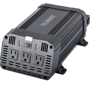 Car Power Inverter TE16, 3X Plugs, 2X USB Ports, TÜV Rheinland Certified, converts 12v to 120v - Power Output is 1200W (Continuous) & 2400W (Peak)