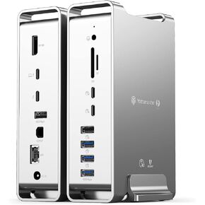 Yottamaster 40Gbps USB C Docking Station Compatible with Thunderbolt 3, 15 in 1 USB C Dock for Dual 4K Display, DisplayPort, 65W PD Charging, S/PDIF, 6 USB, Gigabit Ethernet, SD/TF [DS02]