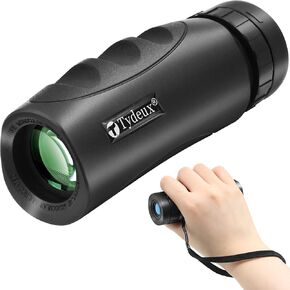 Waterproof Compact Monocular - 10x25 Small High Powered Telescope Monoculars - Comes with Cleaning Cloth, Case & Neck Strap, Black