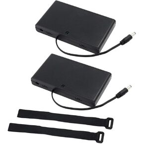 abcGoodefg 2 حزمة 8 Solts 12V AA حامل البطارية حالة صندوق تخزين البطاريات البلاستيكية مع قابس DC