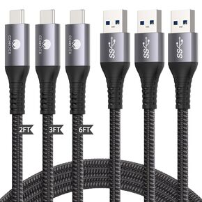 CONMDEX USB to USB C Cable [2ft+3ft+6ft] 10Gbps USB 3.1 Gen 2 USB A to USB C Data Transfer Cord, 3A Fast Charging Type C Android Auto CarPlay Cable for iPhone 15 Plus Pro Max Samsung Galaxy S23 S22