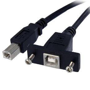 StarTech.com 3 ft Panel Mount USB Cable B to B - F/M - Panel Mount USB Extension USB-B Female to USB-B Male Adapter Cable - USB-B (F) Port (USBPNLBFBM3)