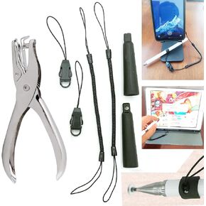 Ttablet Pen Holder Pen Loss Prevention Lanyard Set 2 Silicone Pen Sleeves for DIY with 2 17 Inch Stretchable Necklace Lanyards 2 Quick Clasps -Free 1 Hole Opener -Pendant Stylus Holder for Cell Phone