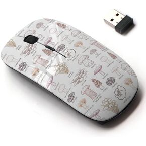 2.4G Wireless Mouse with Cute Pattern Design for All Laptops and Desktops with Nano Receiver - Edible Mushrooms