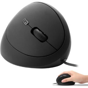 Ergonomic Vertical USB Mouse, Black, 85g, 4.1x2.6x2.4 in