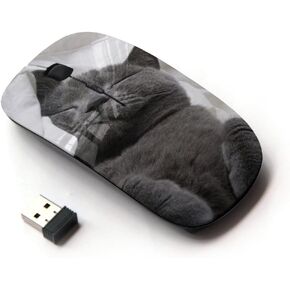 [ Optical 2.4G Wireless Mouse [ Russian Blue Korat Cat Black Feline ]