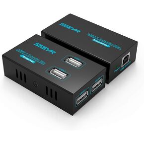 SGEYR Metal USB Ethernet Extender Over Cat5e/6,USB Extender 50M,No Drivers Connected 4 USB 2.0 Ports Over Cat5e/6, Play and Plug,Extender USB 2.0 Hub,Supports All Operating System,PC and Web Cameras