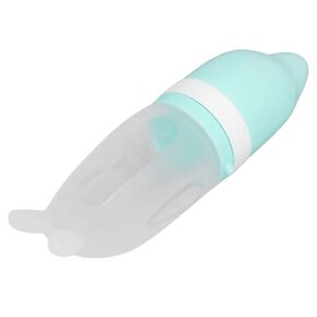 Silicone Baby Squeeze Bottle, Cute Shape Integrated Design Green Easy Clean Soft Silicone Squeeze Spoon Feeder for Infants for Rice Cereals