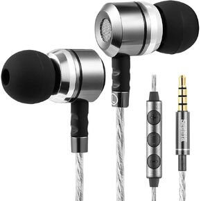 sephia Sp3060VC Earbuds Wired in Ear Headphones with Microphone Noise Isolating Ear Bud Tips Enhanced Bass Case 3.5mm Earphone Jack 3.9 Feet Long Cord for Smartphones Laptops Tablets Computers
