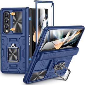 VEGO for Z Fold 4 Case, Galaxy Z Fold 4 Case with Slide Camera Cover & Hinge Protection Case with Screen Protector 360°Magnetic Kickstand Protective Cover Case for Samsung Galaxy Z Fold 4 5G - Black