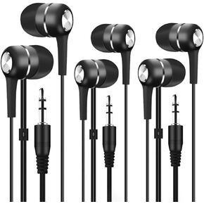Bulk Earbuds Headphones 50 Pack for School Classroom Kids, Wholesale Durable Wired Earphones Class Set to Students Teens and Adult (White)