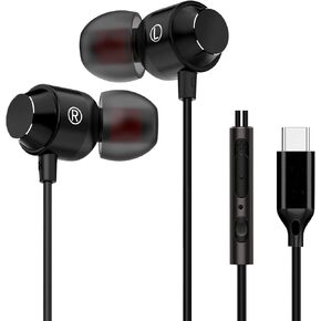 USB C Earbuds, Type C in Ear Headphones Wired, Stereo Bass Earphones with Micphone and Volume Control for Smart Phones