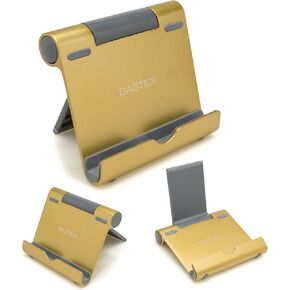 Bastex Multi-Angle Portable Aluminum Stand for iPhone, iPad, Samsung Galaxy/Tab, Google Nexus, HTC, LG, Nokia Lumia, OnePlus and Other Tablets, Smartphones, and E-Readers - Gold