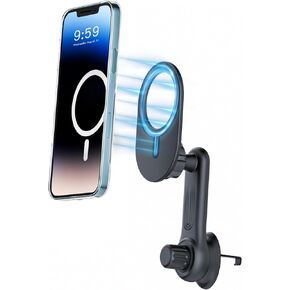 metisinno Fits MagSafe Car Mount Magnetic Phone Holder for Car iPhone 15 14 13 12 MagSafe Car Phone Holder, Compatible with PopSocket for MagSafe, Dashboard & Windshield, Suction Cup Mount