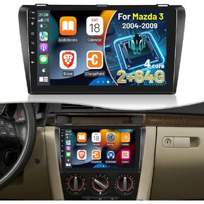 [2G+64G] Car Radio for Mazda 3 2004 2005 2006 2007 2008 2009, Android 13 Touch Screen Car Play Mazda 3 Stereo, Carplay/Android Auto/EQ Audio/SWC/Bluetooth + AHD Backup Camera