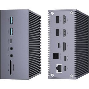USB C Hub, Docking Station, 17 Ports Universal USB C Dock Triple Monitor with 4K@60Hz, DP/2*HDMI, PD Charging for Laptop and Tablet (S/PDIF Port,USB-A/C 3.0,RJ45 Ethernet,Audio&Mic,SD/TF)