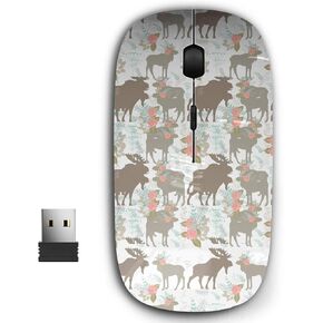 ماوس USB لاسلكي محمول مريح 2.4 جيجا للكمبيوتر الشخصي والكمبيوتر المحمول والكمبيوتر المحمول مع جهاز استقبال نانو (زهرة الموظ)