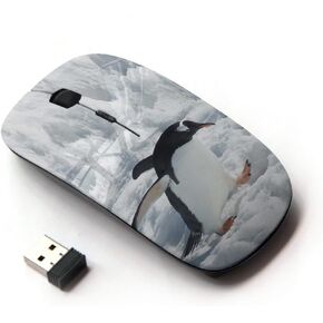 [ Optical 2.4G Wireless Mouse [ Penguin Ice Snow Antarctic Jump Bird White ]