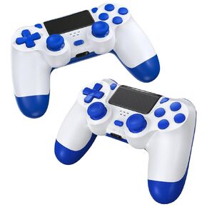 وحدة تحكم Yinjie PS4 اللاسلكية، 2 حزمة، متوافقة مع Sony PlayStation 4 وPC Windows، مع اهتزاز مزدوج، مستشعر حركة 6 محاور، لوحة لمس، بطارية 1000 مللي أمبير، مقبس سماعة رأس 3.5 ملم (أزرق وأحمر)