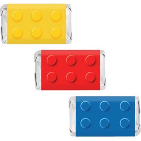 Building Blocks Birthday Party Mini Candy Bar Wrappers - 45 Stickers